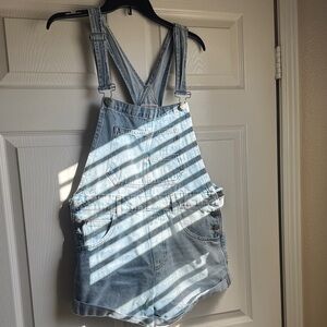 Free People Light Wash Ziggy Denim Short Overalls